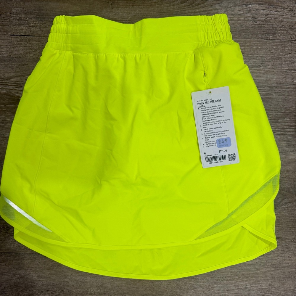 NWT Lululemon Hotty Hot High-Rise Skirt Long Highlight Yellow Size 6